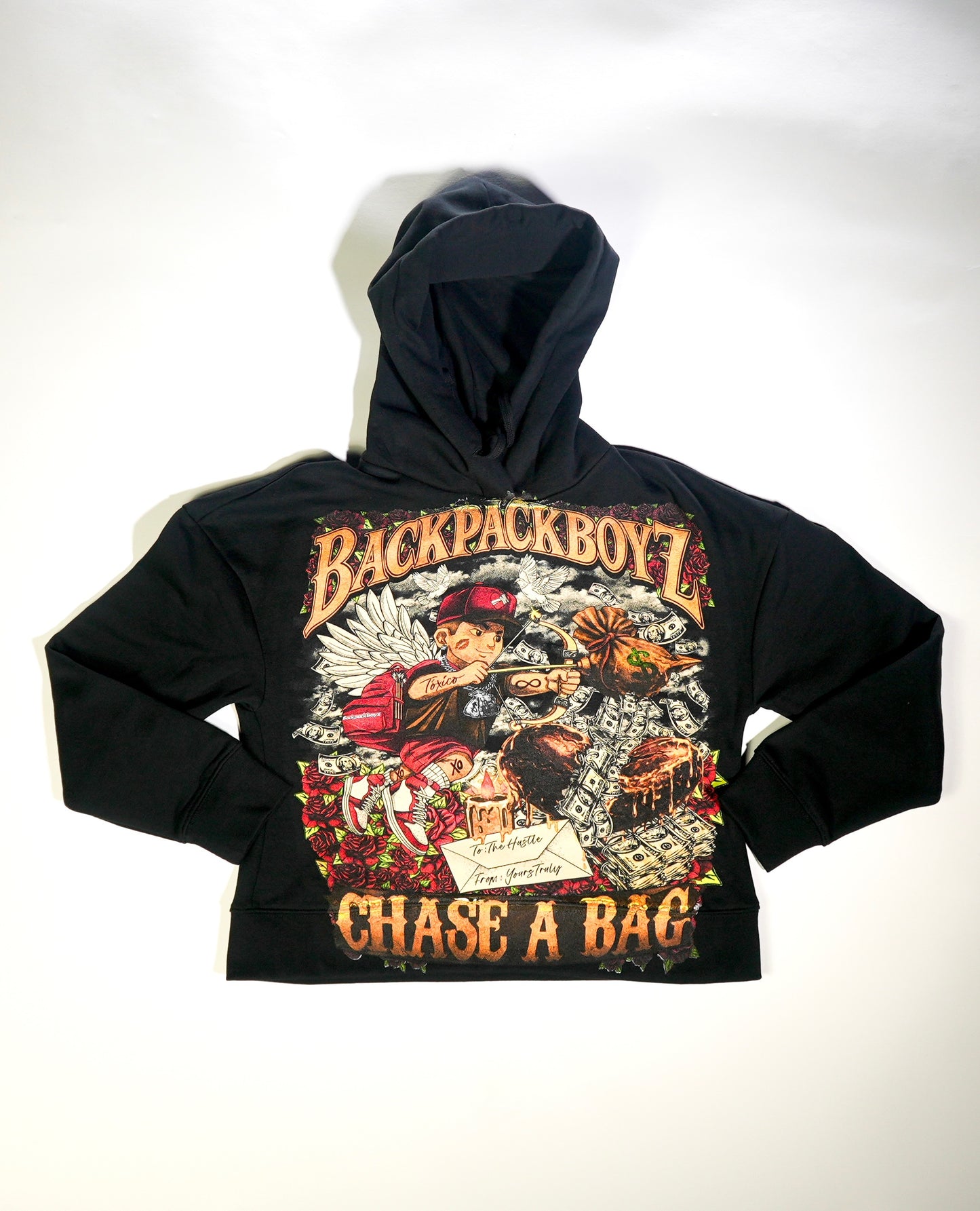 TOXICUPID BLACK CROP HOODIE